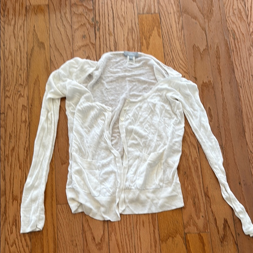 White Classic Cardigan Sweater